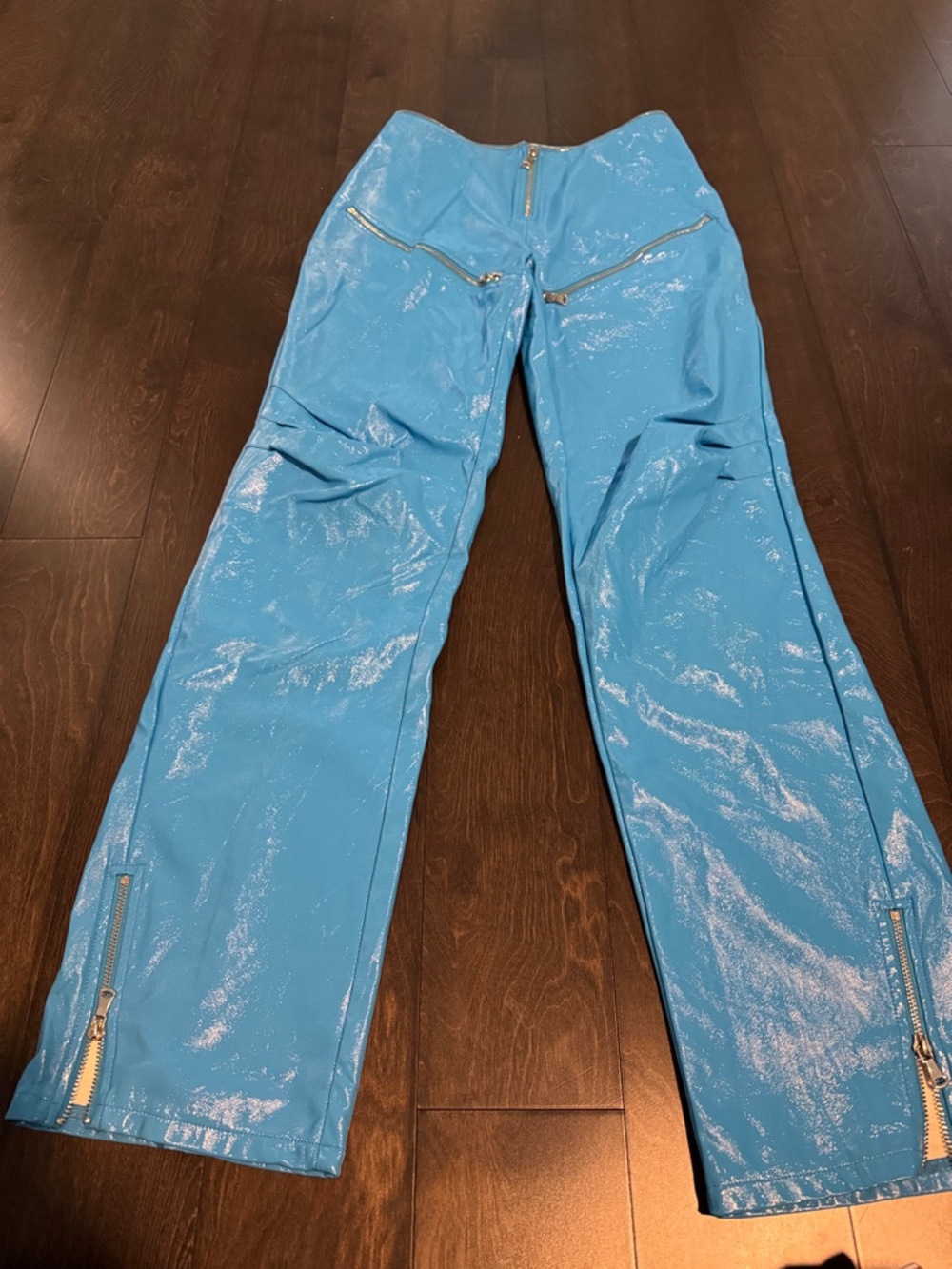 I.AM.GIA Bright Blue Zip-Front Vinyl Pants